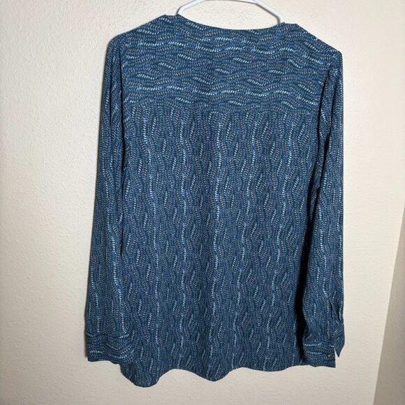 Metaphor Blouse Women's Medium Blue V-Neck Popover Lightweight Long Sleeve Sheer - Picture 4 of 8